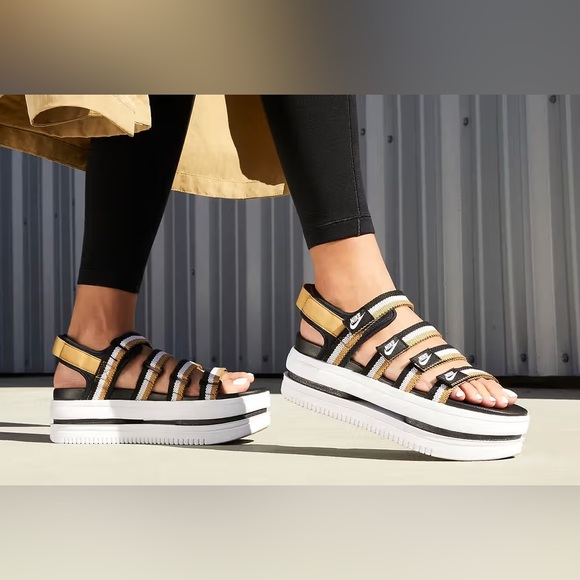 Nike Shoes Rare Nike Icon Classic Sandal Black Metallic Gold Poshmark